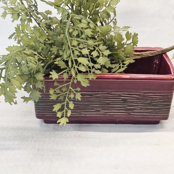 McCoy USA Pottery Burgundy Red Green Ribbed Window Box Planter Vintage 50s - Picture 10 of 10